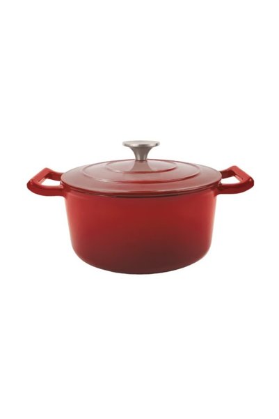 GRÜNBERG Cratita cu Capac, Rosie, din Fonta Emailata, 20 cm, 2.55 l, Grunberg