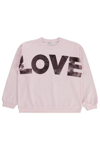 Civil Girls Love Printed Sweatshirt for Ages 10-13 - Pink