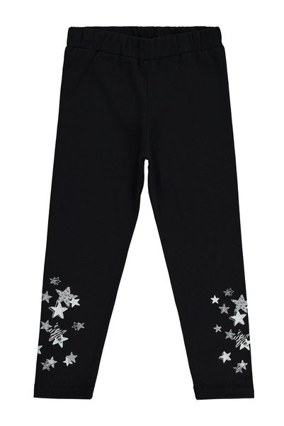 Civil Girls Star Printed Leggings for 6-9 Years Old - Black