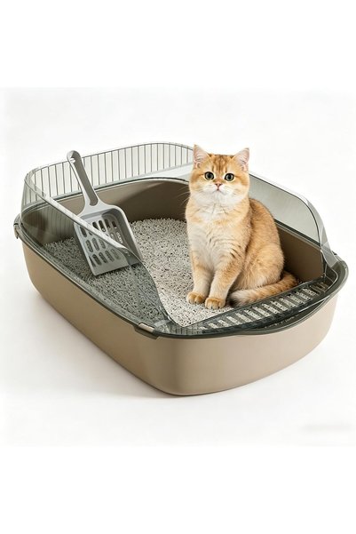 Generic Open Cat Litter Box with High Side, Anti-Splashing Cats Litter Pan, S...