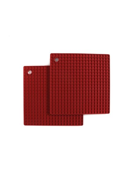 GRÜNBERG Set 2 x 2 Suport Termoizolant din Silicon, Rosu, Patrat, pentru Vase...