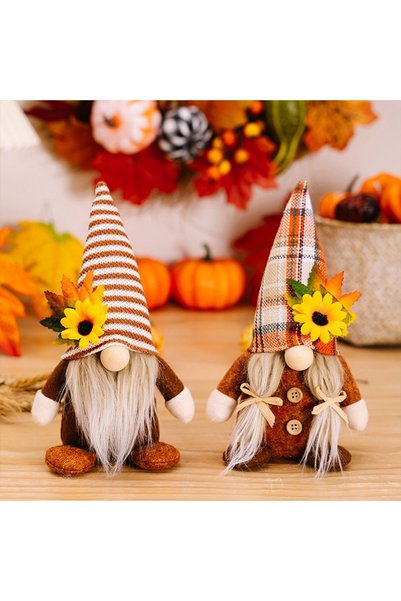 Noonedibs Set de 2 decorațiuni de toamnă cu pitici, figurine de pitici, acces...