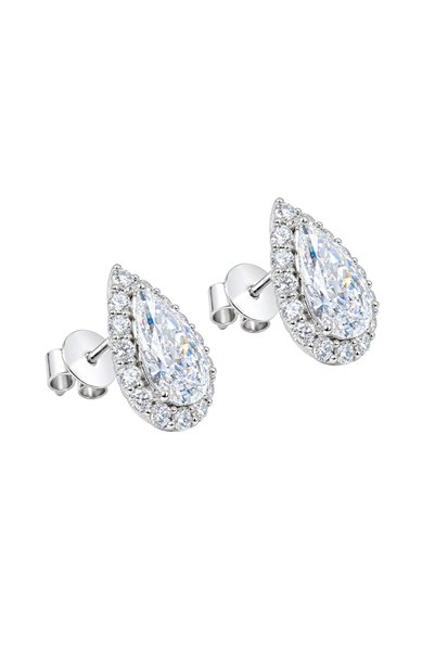 Generic Brand 9K Pear Cut Lab Grown Diamond Halo Stud Earrings, Teardrop Halo...
