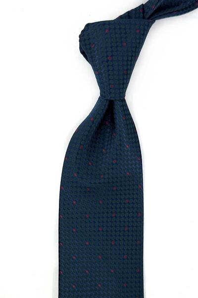 Kravatkolik Navy Blue Green Polka Dot Pattern Classic Tie with Handkerchief K...