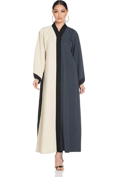 Generic Women's Duo-Colored Abaya Kimono Abaya