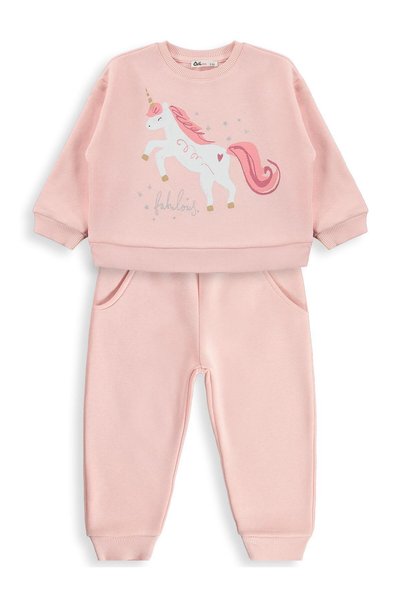 Civil Girls Unicorn Printed Tracksuit Set for 2-5 Years Old - Pink
