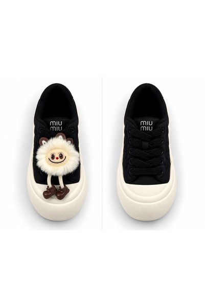 Look Life Removable fur detail thick-soled women's sneakers
