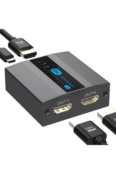 Generic موزع إشارة HDMI بدقة 8K، مدخل واحد ومخرجين، يدعم 4K بتردد 120 هرتز، H...