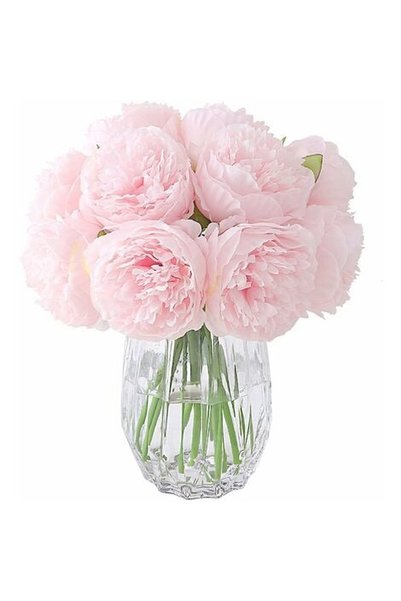 Noonedibs Bujor artificial, cap de bujor din mătase florală falsă pentru deco...