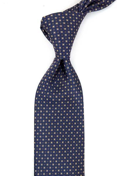Kravatkolik Navy Blue Polka Dot Pattern Classic Tie with Handkerchief Kk14129