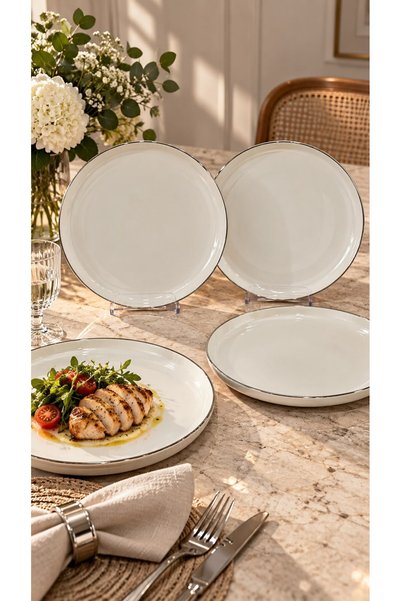 Onedekor Set of 4 Millennium Platinum Serving Plates 26 cm