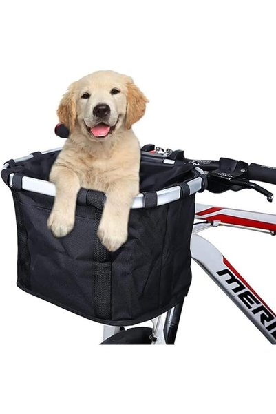 Alybrol Dog Bike Basket - Folding Soft-Sided Bycicle Carrier Detachable Front...