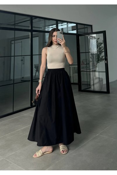 Defkay Autumn Compatible Hijab-Friendly Long Women's Poplin Skirt with Pocket...