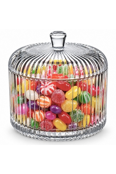 PUFO Borcan transparent din sticlă pentru bomboane cu capac, 300 ml, Recipien...