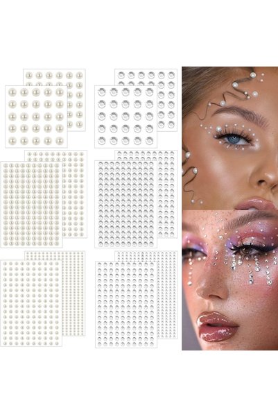 Generic Pearl Stickers,Self-Adhesive Face Pearls Stick for Halloween Makeup,G...