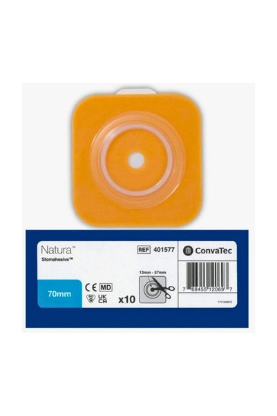 Convatec قاعدة ناتورا - مع لاصق - حافة 70 مم - 10 قطع