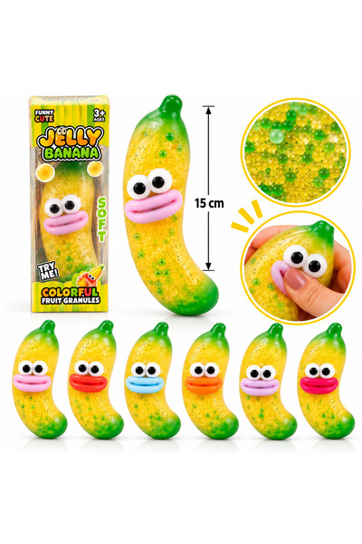 SHOP LIKE A PRO Jucărie Antistres Squishy Jelly Banana cu Nisip, 15 cm, Moale...