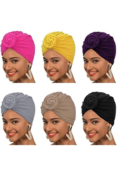 Generic Head Wraps, 6 Pcs Pre Tied Knot Scarf Shawl for Women Soft Headwrap P...