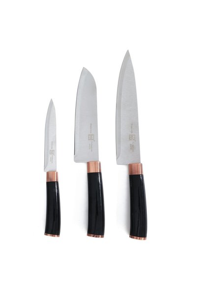 GRÜNBERG Set 2 x 3 Cutite de bucătărie, Oțel inoxidabil, Mâner din plastic, G...
