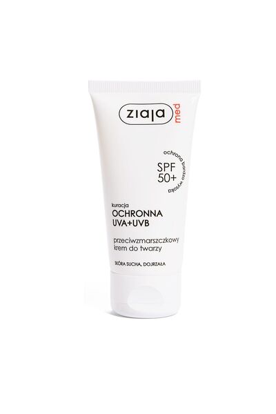 Ziaja Cremă de față antirid MED SPF 50+ pentru piele uscată și matură, 50 ml