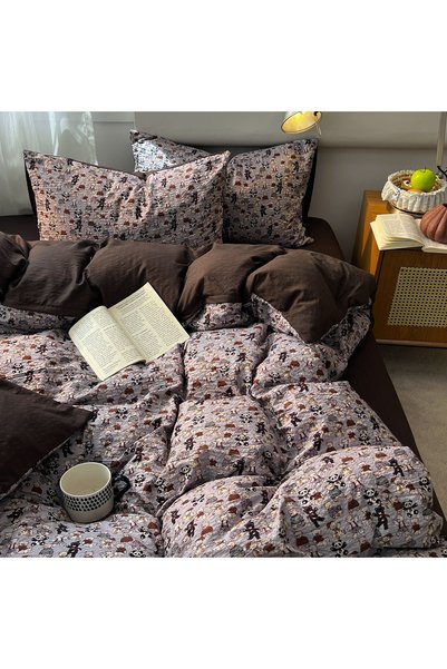 Generic Brand New Puff Yarn Black Series Simple Printed Bed Sheet Set -2.0 Me...