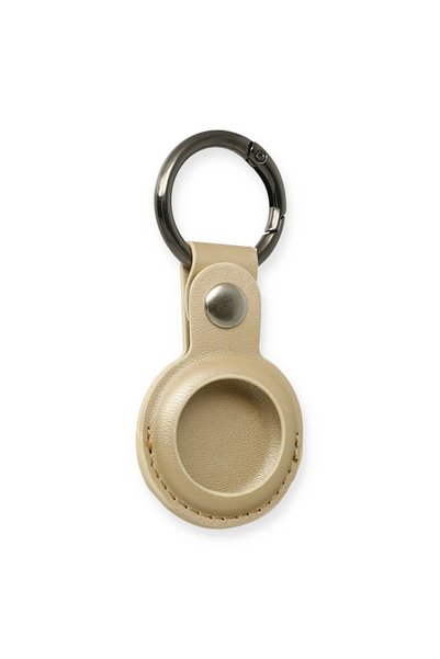 eco port Airtag Keychain Leather Case - Gold