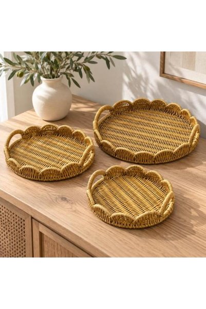SPR Wicker serving trays صواني تقديم خوص