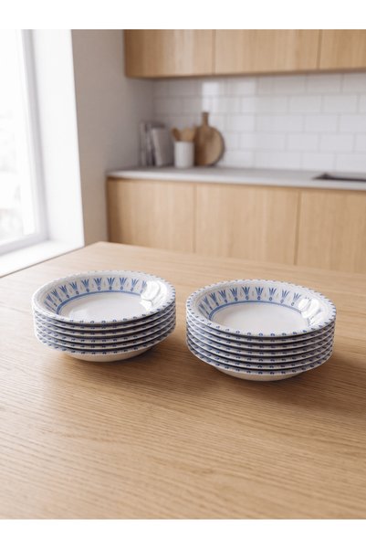 Porland Dijital Desen 12'li 17cm Çukur Tabak Ada