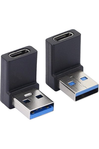 Generic محول USB-A ذكر إلى USB-C أنثى بزاوية قائمة، وصلة بزاوية 90 درجة لكابل...