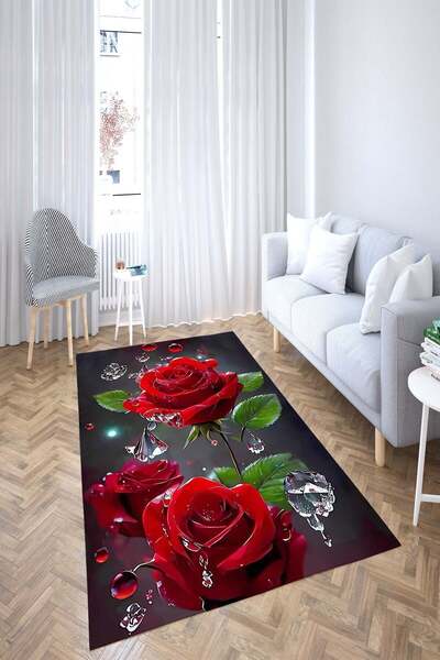 ayla home ALYA HOMEE Desen 00103 Yıkanabilir Lastikli Halı Örtüsü(Süngersiz)
