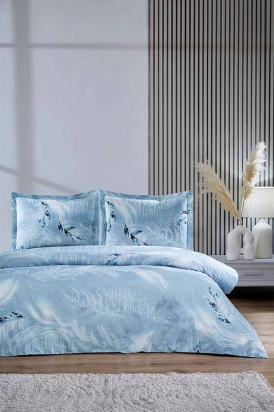 Özdilek Ranforce -Silver Snow Blue- Double Duvet Cover Set