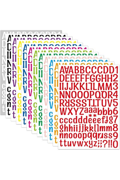 Generic ملصقات حروف ملونة باللغة الإنجليزية وأرقام للزينة على زجاجات المياه و...