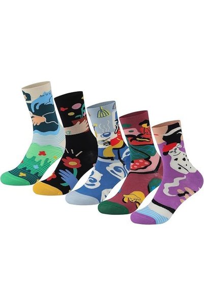 Generic Funny Crew Socks Novelty Gift For Women & Teen Girls, 5 Pairs Colorfu...