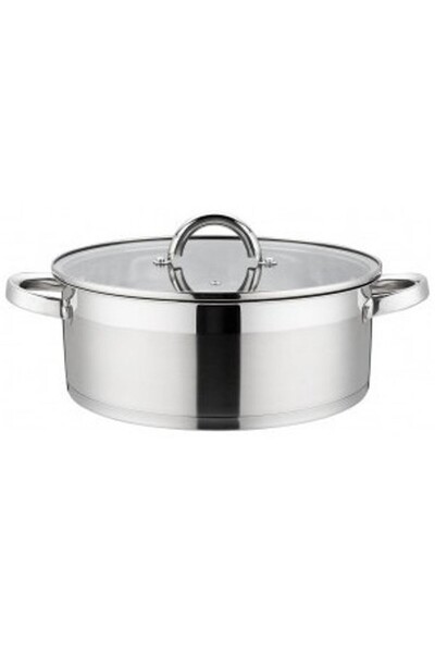 GRÜNBERG Set 2 x Cratita din Inox, cu Capac din Sticla, 26 cm, 7.40 l, Argint...
