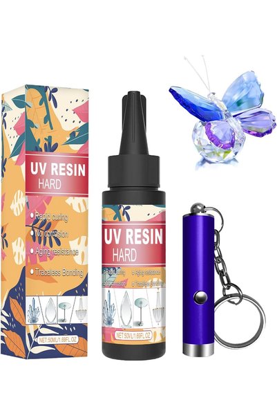 Generic Hard UV Resin Kit, 60g Crystal Clear Self-Leveling Resin with UV Lamp...