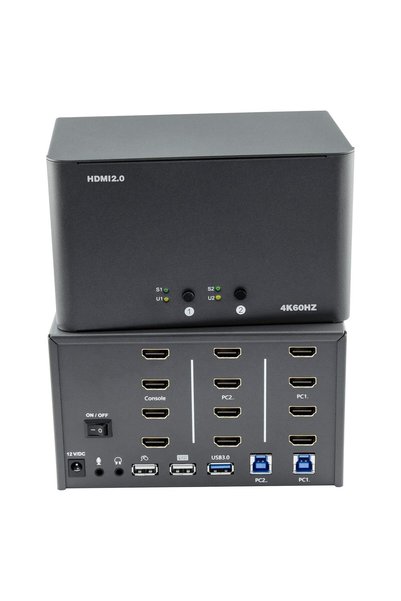 Generic سويتش KVM HDMI لأربع شاشات وجهازي كمبيوتر، 4K@60Hz USB 3.0