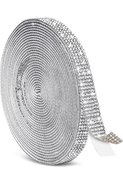 Generic 1 Yards Self Adhesive Rhinestone Ribbons, Sliver Rhinestone Strips, D...
