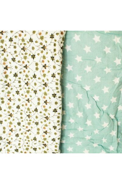 Ecotattva Green White Color Floral Print Baby Dohar