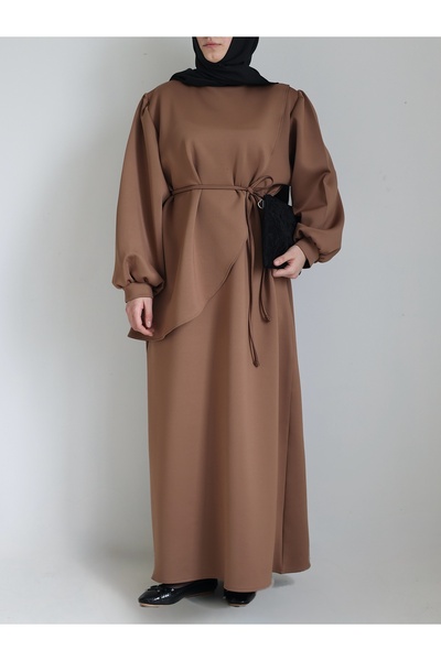 Hepsi Moda فستان سكوبا مع عباءة - Hpm - لون جملي