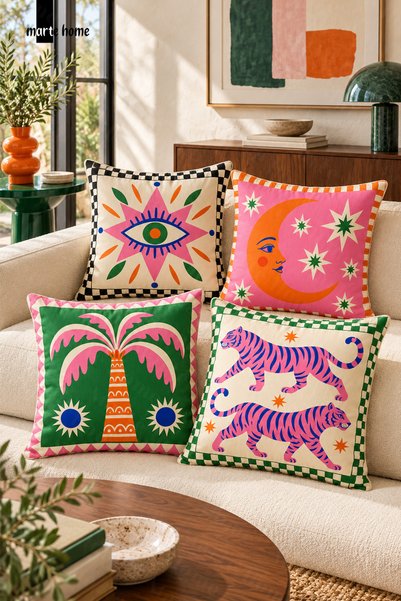 Marte Home Colorful Double-Sided Digitally Printed Set of 4 Duvet Covers - 43...