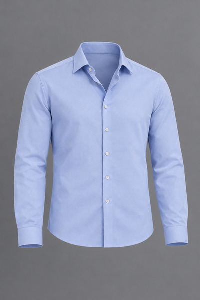 DAMGA JEANS Men's Classic Collar Long Sleeve Buttoned Slim Fit A.Blue Shirt