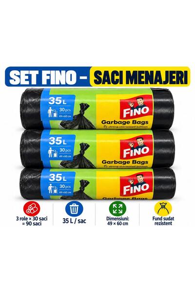 Generic Brand Set of 3x Fino household bags 35 L x 30 pcs / roll