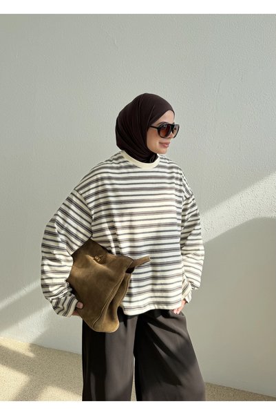 MODA AKSA BASİC PİNTEREST DOKUMA SWEAT BEJ