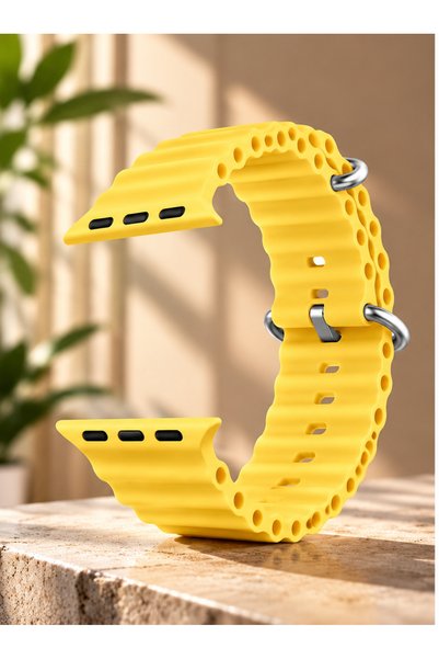 Primo Plus Yellow Sport Watch Band 44/45mm – Flexible Silicone Replacement St...