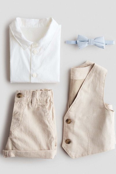 H&M 4-piece linen-blend dressy set