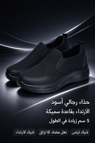 AllMart Arabia Men 5cm Height Increase Slip On Walking Shoes Breathable Knit ...