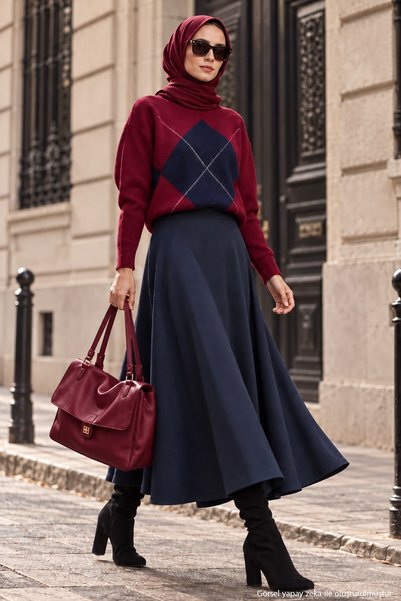 hafsamina Pullover mit Baklava-Muster, bordeauxrot, HM2976