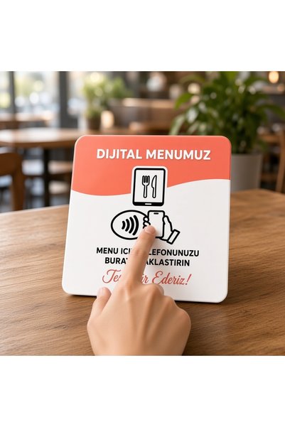 mcaris Nfc digital menu card 9x9 cm uv printed plexiglass contactless restaurant cafe menu with band single