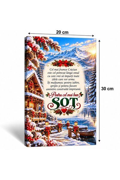 OEM Tablou pe pânză cu mesaj: "Pentru cel mai bun SOȚ", Model de Crăciun, 20x...