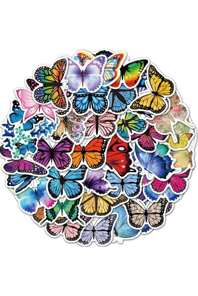 Generic 50PCS Butterfly Stickers Pack, Colorful Lovely Waterproof Stickers fo...